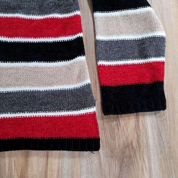 🔹️Sag Harbor Black, Cream, & Red Striped Ultra Soft Long Sleeve Sweater XLarge - Picture 5 of 9